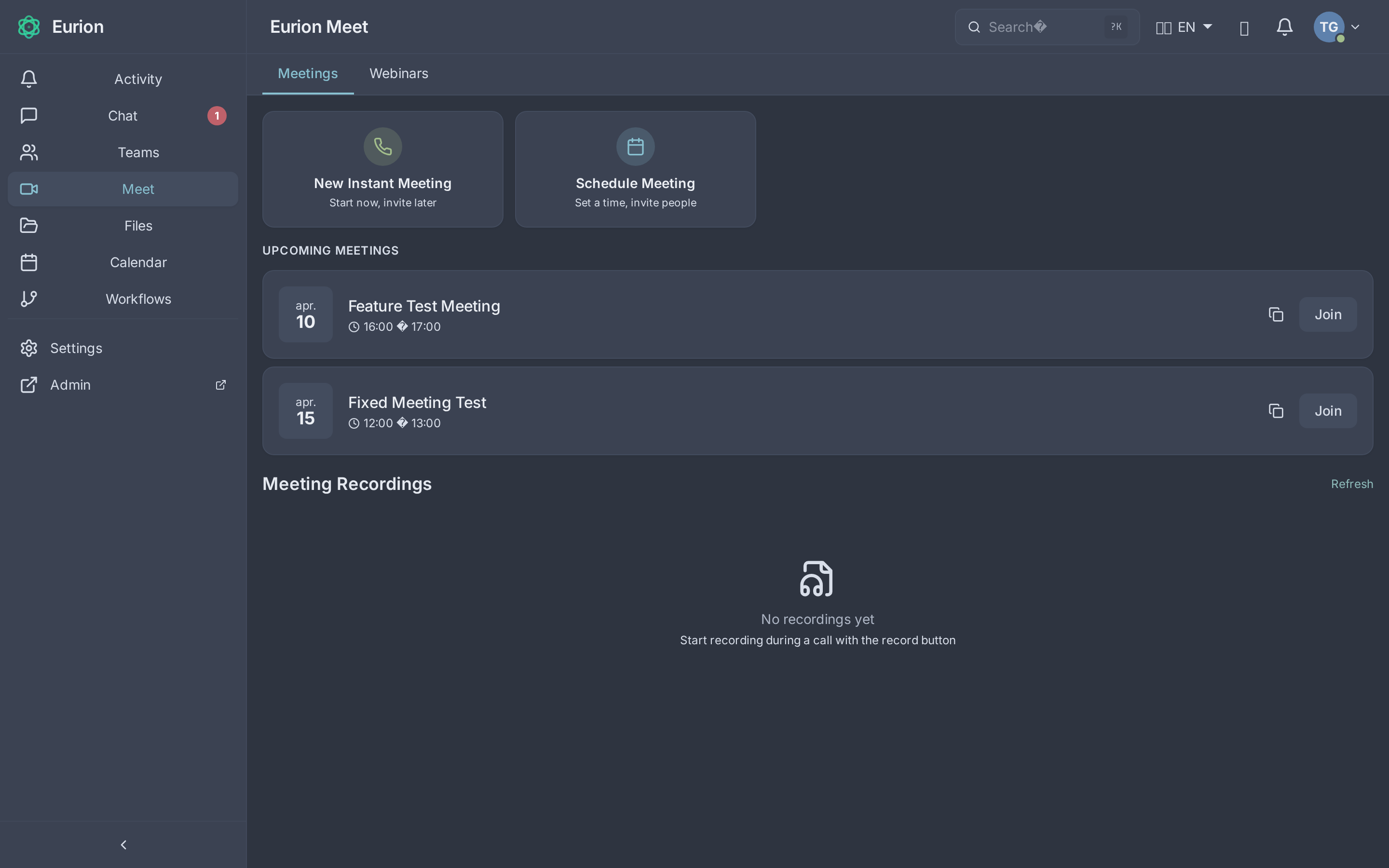 EURION Meet — WebRTC video conferencing